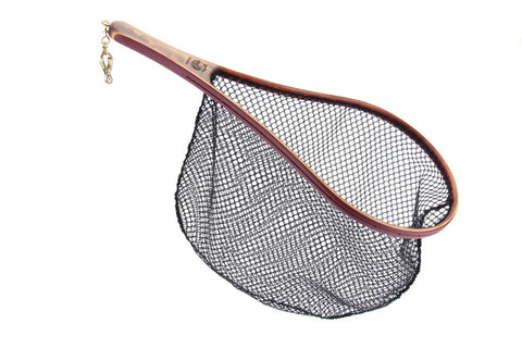 Rushton "Black Water" teardrop landing net features a 9 1/2" x 15" hoop.